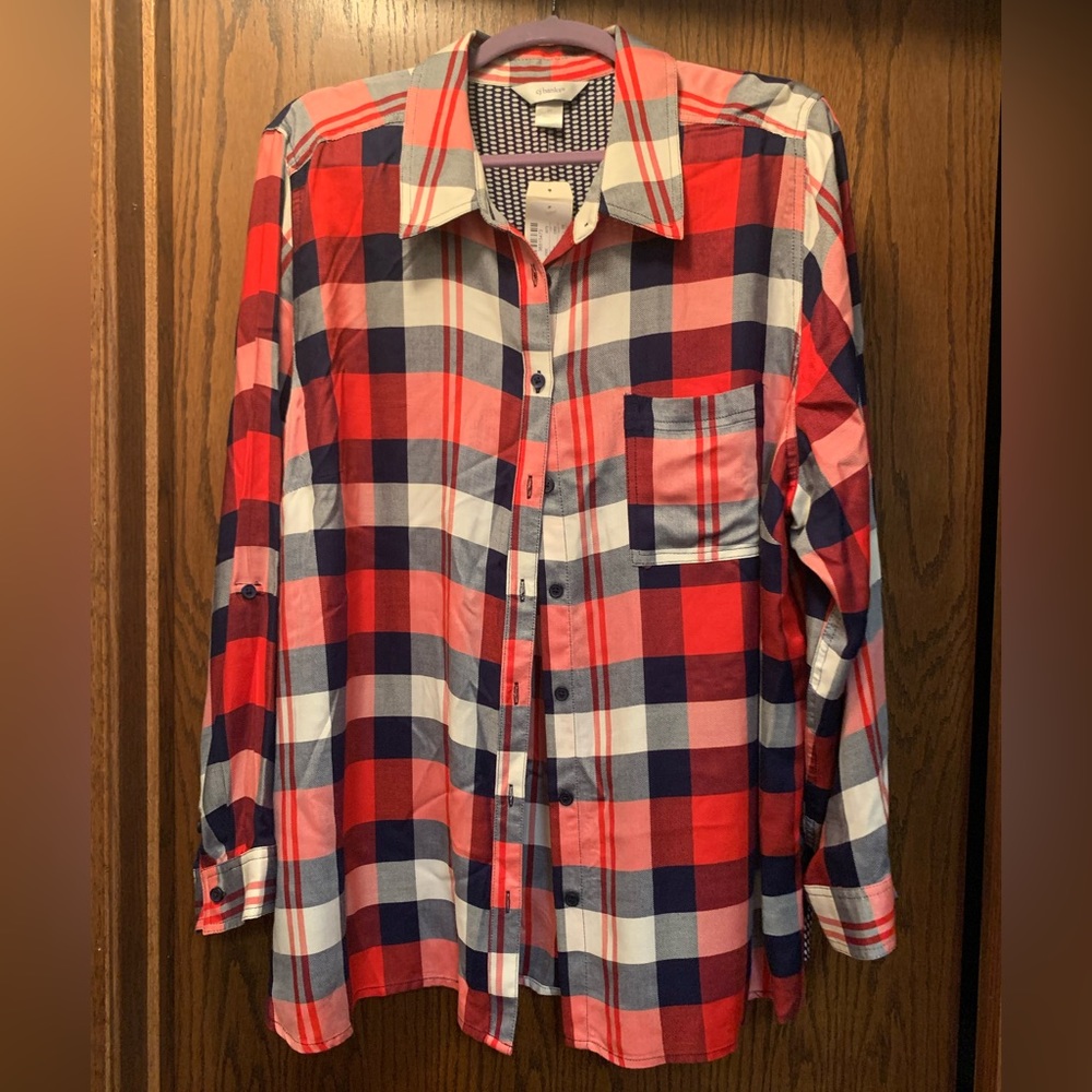 NWT CJ Banks plaid button-down shirt - 2x